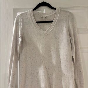 Talbots Cream Speckled V-Neck Sweater